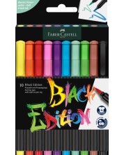 Σετ μαρκαδόρων με πινέλο Faber-Castell Black Edition - 10 χρώματα