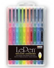 Σετ στυλό Uchida Marvy - Le Pen, 0.5 mm, 10 χρώματα, νέον -1