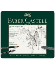Σετ μολύβια Faber-Castell Pitt Graphite - 19 τεμαχίων, σε μεταλλικό κουτί -1