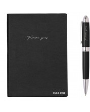 Σετ σημειωματάριο και στυλό Hugo Boss - Forever Yours, A5, μαύρο