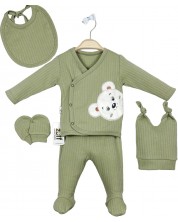 Σετ νεογέννητου  Babyzuff - 5 τεμάχια, πράσινο με αρκούδα -1