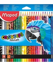 Σετ χρωματιστά μολύβια Maped Color Peps - Animals, 24 χρώματα