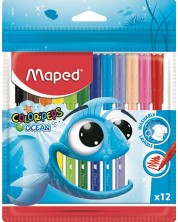 Σετ μαρκαδόροι Maped Color Peps - Ocean, 12 χρώματα