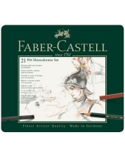 Σετ μολύβια Faber-Castell Pitt  Monochrome - 21 τεμάχια, σε μεταλλικό κουτί