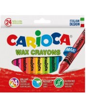 Σετ πλενόμενες κηρομπογιές Carioca - Wax, 24 χρωμάτων