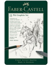 Σετ μολύβια Faber-Castell Pitt Graphite - 11 τεμαχίων, σε μεταλλικό κουτί -1