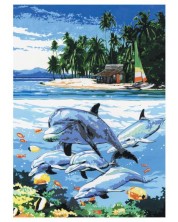 Σετ ζωγραφικής με ακρυλικά χρώματα върху платно Royal - Δελφίνια, 23 х 30 cm