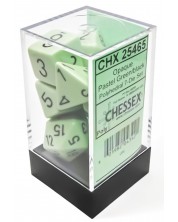 Σετ ζάρια Chessex Opaque Pastel - Green/black Polyhedral, 7 τεμάχια