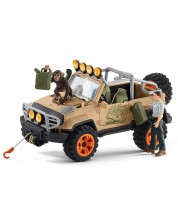 Σετ φιγούρων Schleich Wild Life - Αυτοκίνητο 4 x 4, με πίθηκος