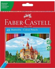 Σετ χρωματιστά μολύβια Faber-Castell - Castle, 48 τεμαχίων, με ξύστρα