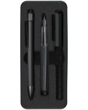 Σετ στυλό και πέννα Faber-Castell Hexo - Μαύρο ματ