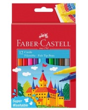 Σετ μαρκαδόροι Faber-Castell - Κάστρο, 12 χρώματα -1