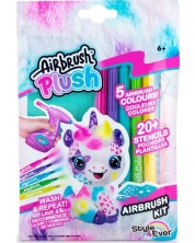 Σετ με μαρκαδόρους και στένσιλ αερογράφου Canal Toys Airbrush plush