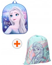 Σετ νηπιαγωγείου Vadobag Frozen II - Σακίδιο πλάτης και αθλητική τσάντα, Elsa, μπλε και ροζ -1
