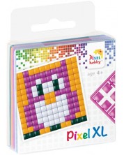 Δημιουργικό σετ με εικονοστοιχεία Pixelhobby - XL, Κουκουβάγια, 4 χρώματα -1
