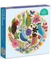 Στρογγυλό παζλ Galison 1000 τεμαχίων- Λουλούδια και πουλιά