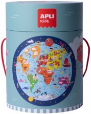 Στρογγυλό παζλ Apli - Παγκόσμιος χάρτης, 48 κομμάτια -1
