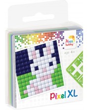 Δημιουργικό σετ με εικονοστοιχεία Pixelhobby - XL, Κουνελάκι, 4 χρώματα