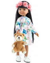 Κούκλα Paola Reina Amigas - Μέιλι, με φόρεμα με λουλούδια και κορδέλα, 32 cm -1