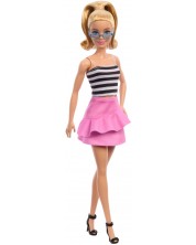 Κούκλα Barbie Fashionistas 213 - Με ασπρόμαυρο τοπ και ροζ φούστα -1