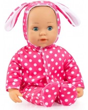 Κούκλα με ήχους  Bayer - Anna Baby, σκούρο ροζ κουνελάκι, 38 cm