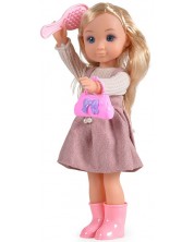 Κούκλα Moni -  Με μωβ φόρεμα και μακριά ξανθά μαλλιά, 36 εκ