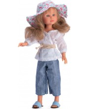 Κούκλα Asi Dolls - Σίλια, με τζιν παντελόνι και καλοκαιρινό καπέλο, 30 εκ -1