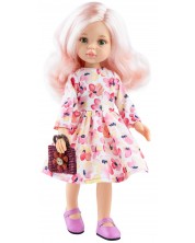 Κούκλα Paola Reina Amigas - Δροσιά, με ροζ μαλλιά, φλοράλ φόρεμα και τσάντα, 32 εκ -1