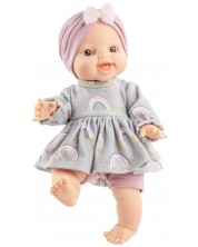 Κούκλα μωρό Paola Reina Los Gordis - Anik, με χιτώνα ουράνιο τόξο και τουρμπάνι, 34 εκ