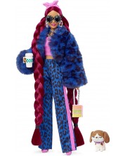 Κούκλα Barbie Extra - Με κόκκινα μαλλιά σε πλεξούδες, κουτάβι και αξεσουάρ -1