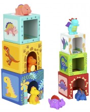 Πύργος από κύβους από χαρτόνι με φιγούρες Tooky Toy - Δεινόσαυροι -1