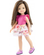Κούκλα Paola Reina Amigas - Λου, με ροζ φανελάκι και φούστα με λουλούδια, 32 εκ -1
