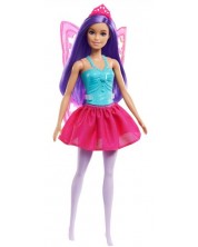 Κούκλα Barbie Dreamtopia - Barbie νεράιδα με φτερά, με μωβ μαλλιά -1