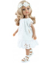 Κούκλα Paola Reina Amigas - Luciana, με λευκό φόρεμα και κορδέλα στα μαλλιά, 32 εκ -1