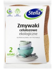 Οικολογικά σφουγγάρια κουζίνας για πιάτα Stella - Cellulose, 2 τεμάχια, καφέ