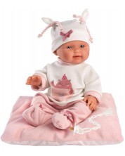 Κούκλα-μωρό Llorens - Με ροζ ρούχα, μαξιλάρι και λευκό καπέλο, 26 εκ -1