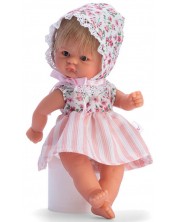 Κούκλα Asi Dolls Bombonchin - Μωρό Τσικίτα, με καπέλο από λουλούδια και δαντέλες, 20 εκ -1