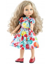 Κούκλα Paola Reina Amigas - Κάρλα, με πολύχρωμο φόρεμα με φρούτα, 32 εκ