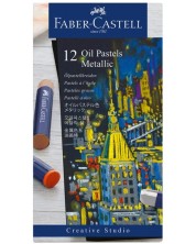 Παστέλ λαδιού Faber-Castell - Creative Studio, metallic, 12 χρώματα