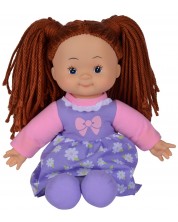 Μαλακή κούκλα Simba Toys - Flower Dolly, με καστανά μαλλιά και μωβ φόρεμα -1