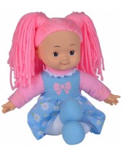 Μαλακή κούκλα Simba Toys - Flower Dolly, με ροζ μαλλιά και μπλε φόρεμα -1