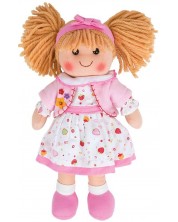 Μαλακή κούκλα Bigjigs - Κέλυ, με φορεματάκι, 34 εκ