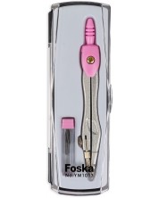 Μεταλλικός διαβήτης Foska - Σε κουτί, 12 εκ, ροζ -1