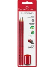 Μολύβια  Faber-Castell Grip 2001 - 2 τεμάχια, ξύστρα, ποικιλία