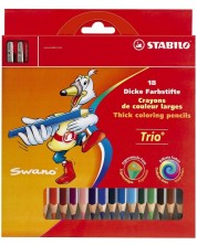 Μολύβια  Stabilo Swano Trio – Maxi, 18 χρώματα, με ξύστρα -1