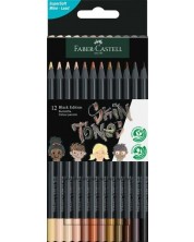 Μολύβια Faber-Castell Black Edition - 12 χρώματα, αποχρώσεις σώματος