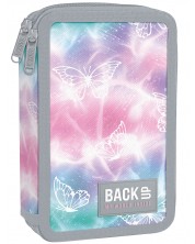 Κασετίνα με σχολικά είδη Back Up DW - Pastel Magic,  2 φερμουάρ -1