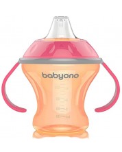 Κύπελλο που δε χύνεται με μαλακή άκρη Babyono - Natural, 180 ml, ροζ -1