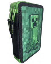 Κασετίνα με σχολικά είδη Minecraft - Creeper Green, 2 φερμουάρ  -1