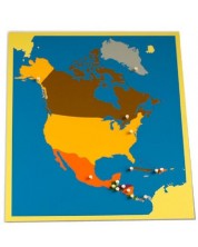 Εκπαιδευτικό παζλ Montessori Smart Baby - Χάρτης της Βόρειας Αμερικής, 23 κομμάτια  -1